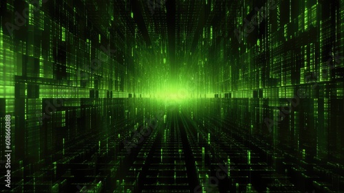 digital binary code green matrix background , Generative AI