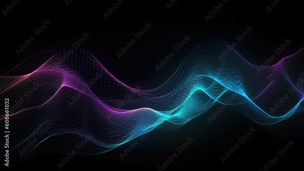 neon Abstract wave of digital weave lines , Generative AI neon Abstract wave of digital weave lines , Generative AI