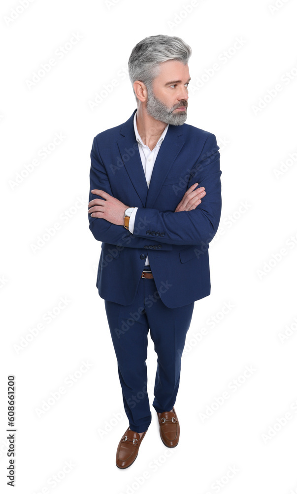 Mature businessman in stylish clothes posing on white background Mature businessman in stylish clothes posing on white background