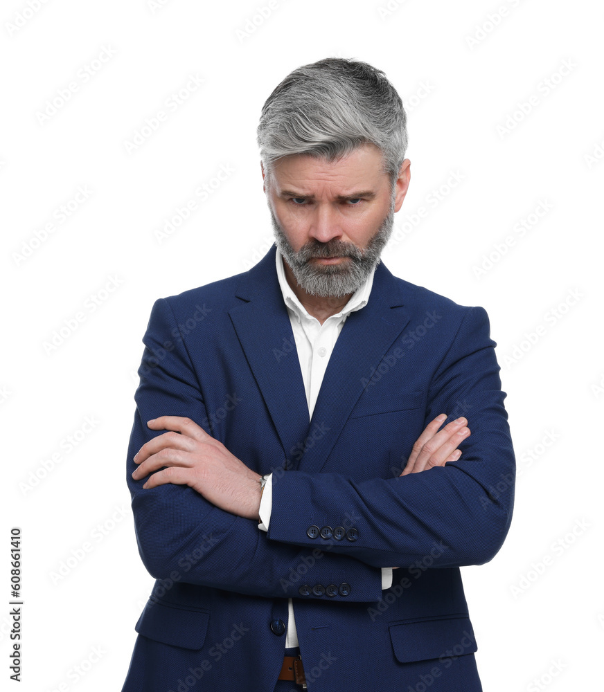 Mature businessman in stylish clothes posing on white background Mature businessman in stylish clothes posing on white background