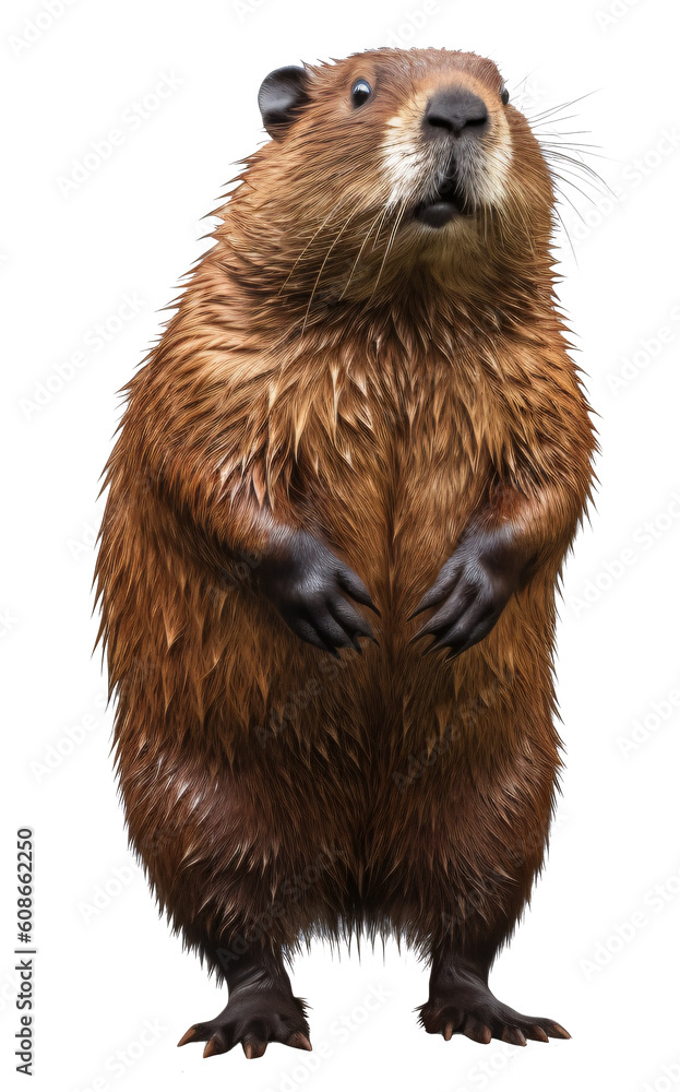 Beaver isolated on the transparent background PNG. AI generative. Beaver isolated on the transparent background PNG. AI generative.