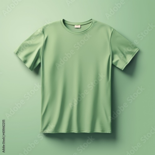 Green tshirt with copy space on green background, created using generative ai technology