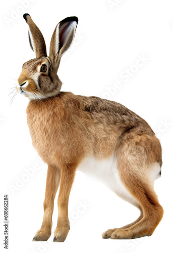 Hare isolated on the transparent background PNG. AI generative.