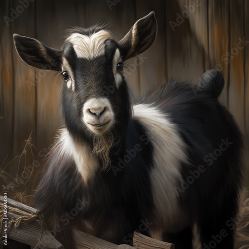 Close up of cute pygmy goat in field, created using generative ai technology © Future Vision