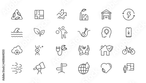 Environment and nature linear icons collection.simple outline icons collection  Pixel Perfect icons  Simple vector illustration