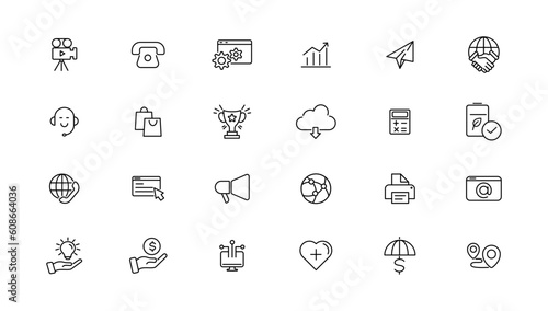 Popular Thin line icon Set. Thin Line Outline Icons.Vector illustrato