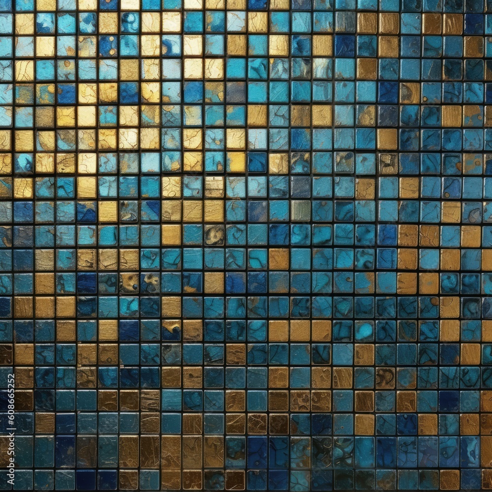 Fototapeta premium Close up of multi coloured mosaic background, created using generative ai technology