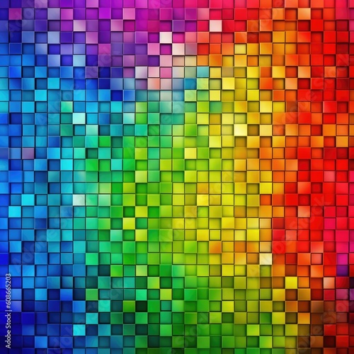 Close up of multi coloured mosaic background  created using generative ai technology