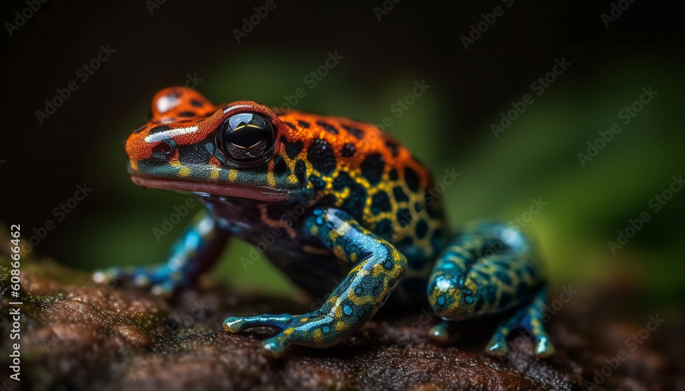 Red eyed tree frog sitting on branch in tropical rainforest generated by AI Red eyed tree frog sitting on branch in tropical rainforest generated by AI