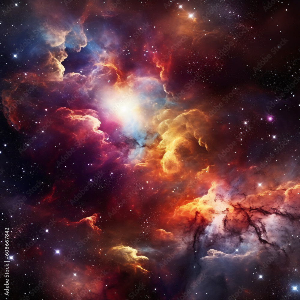 Beauty of distant galaxies, nebulas, and celestial bodies. Generated AI