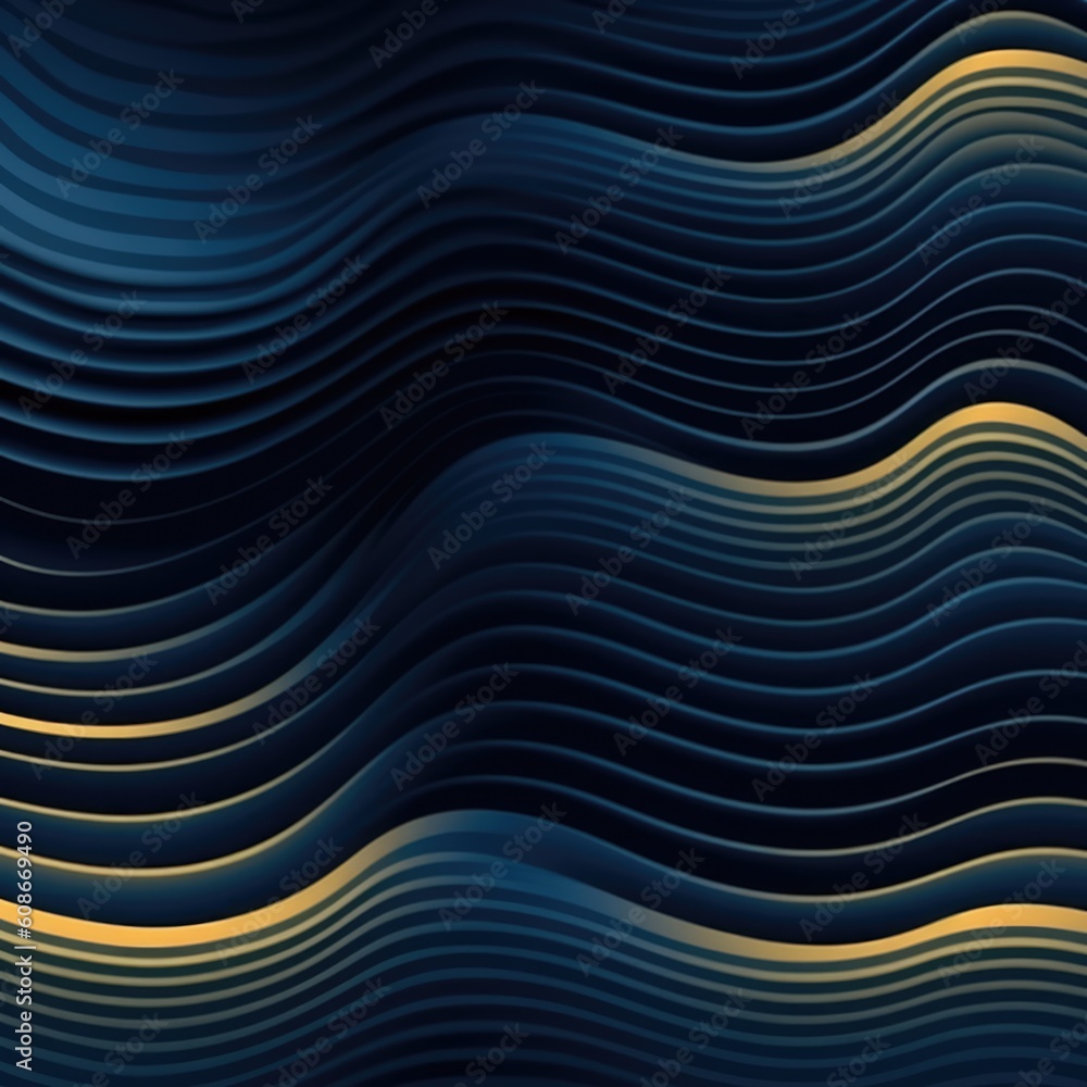 Obraz premium Close up of blue to yellow seamless wave pattern, created using generative ai technology