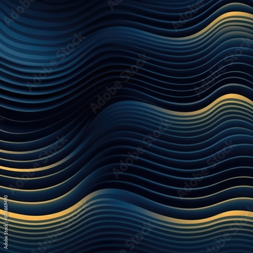 Close up of blue to yellow seamless wave pattern  created using generative ai technology