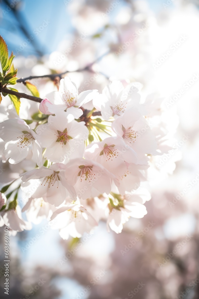 Close up of cherry blossoms, created using generative ai technology