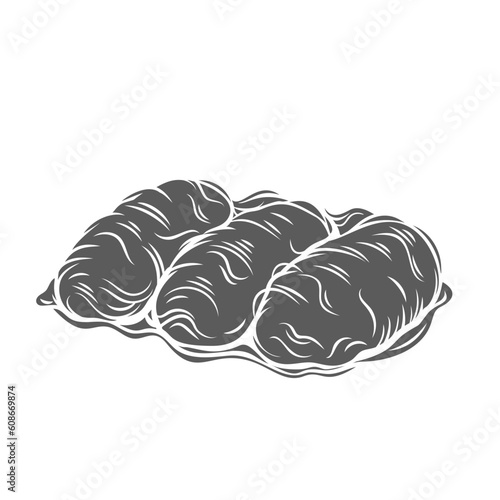 Burma Kadayif, traditional Turkish dessert glyph icon vector illustration. Stamp of sweet Kadaif cake stuffed with pistachio, traditional Kadayif dough twisted around nuts with honey or syrup