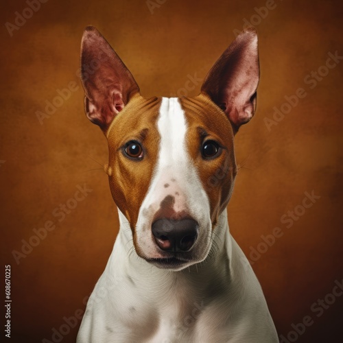 Portrait of brown bull terrier on dark background  created using generative ai technology