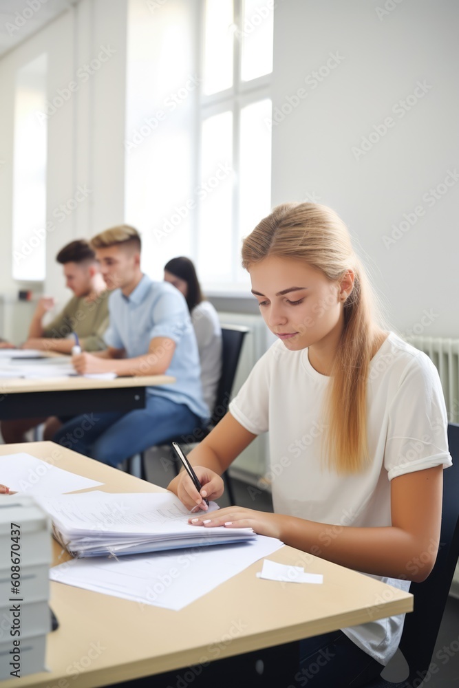 Diverse school children in classroom, created using generative ai technology Diverse school children in classroom, created using generative ai technology
