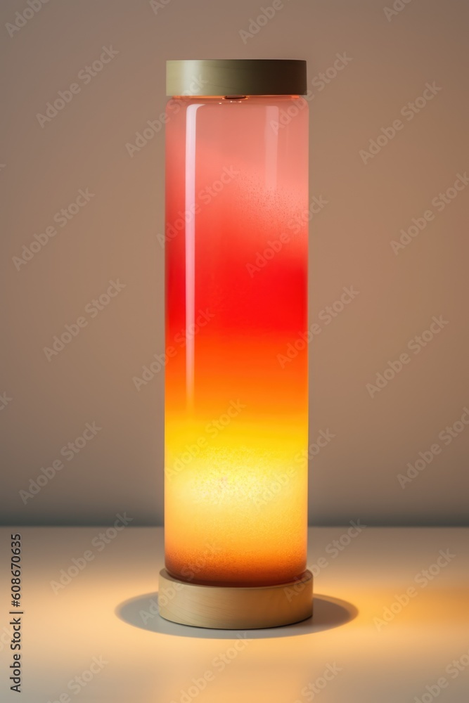Colourful lava lamp on table in dark room at night, created using generative ai technology Colourful lava lamp on table in dark room at night, created using generative ai technology