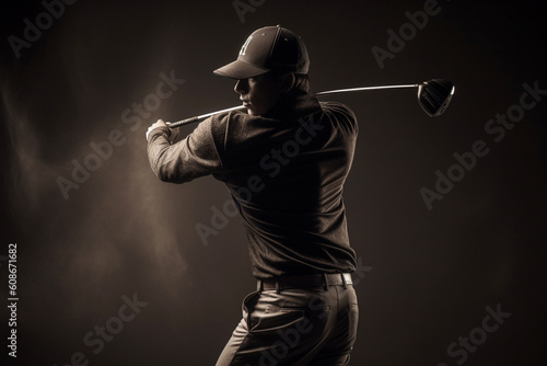 male golfer swinging golf club, ai generated