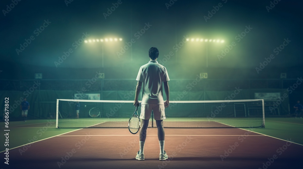 Fototapeta premium Tennis Player Man, Generative AI, Illustration