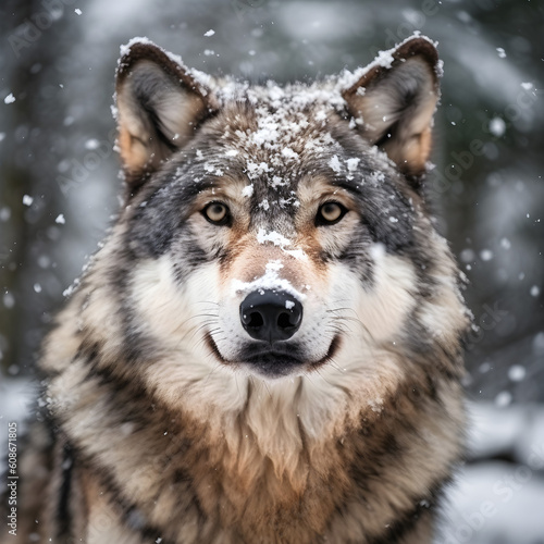 wolf in snow. Generative AI