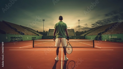 Tennis Player Man  Generative AI  Illustration