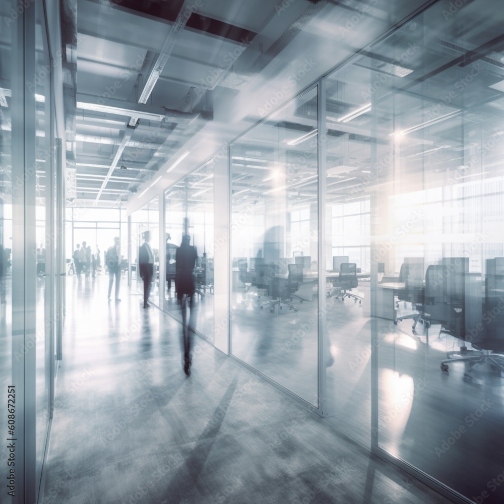 Blurred office, business background, Generative AI Blurred office, business background, Generative AI