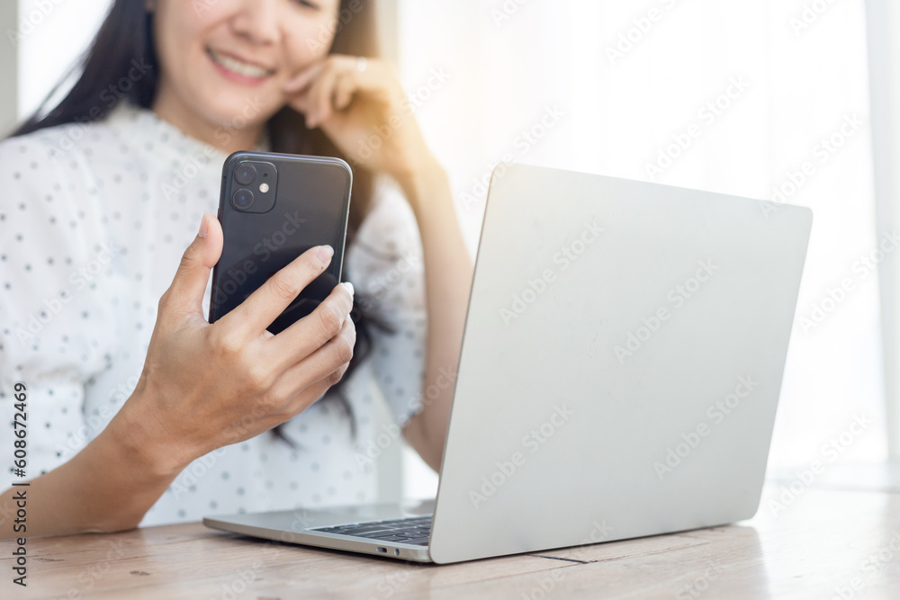 woman work using texting cell phone typing computer.student study education online learning.adult professional chatting on laptop,mobile contact us at Thinking business plan.connecting people concept woman work using texting cell phone typing computer.student study education online learning.adult professional chatting on laptop,mobile contact us at Thinking business plan.connecting people concept