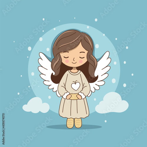 Vector graphics girl angel angel cute angel gentle color palette pastel colors