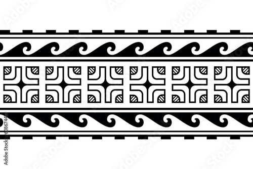 Maori polynesian tattoo bracelet. Tribal sleeve seamless pattern vector. Samoan border tattoo design fore arm or foot. Armband tattoo tribal. band fabric seamless ornament isolated on white background