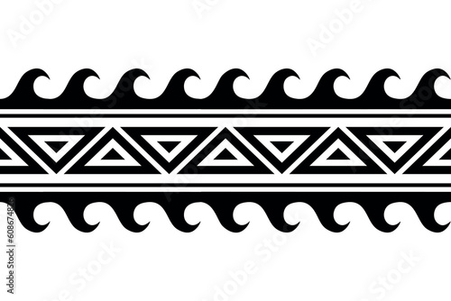 Maori polynesian tattoo bracelet. Tribal sleeve seamless pattern vector. Samoan border tattoo design fore arm or foot. Armband tattoo tribal. band fabric seamless ornament isolated on white background