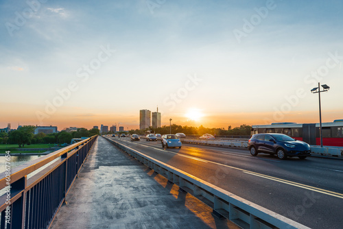 Branko's Bridge during sunset in Belgrade © Valeri Luzina
