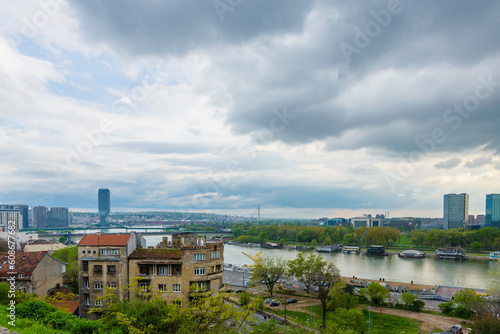 Cityscape with Sava river in Belgrade