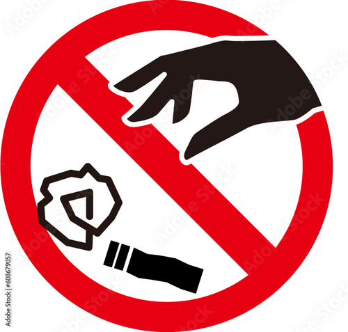 たばこや紙くずのポイ捨て禁止のアイコン