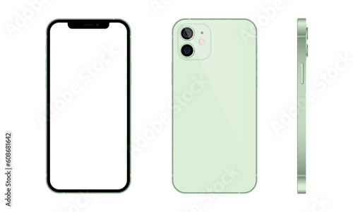Green vector movbile phone in different perspectives