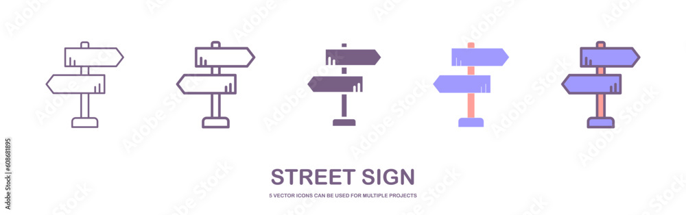 Sign Street Big Set Isolated With five styles, Vector Illustration Sign Street Big Set Isolated With five styles, Vector Illustration