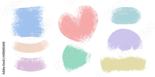 Vector set of hand drawn brush strokes, stains for backdrops. Colorful design elements set. One color artistic hand drawn backgrounds.