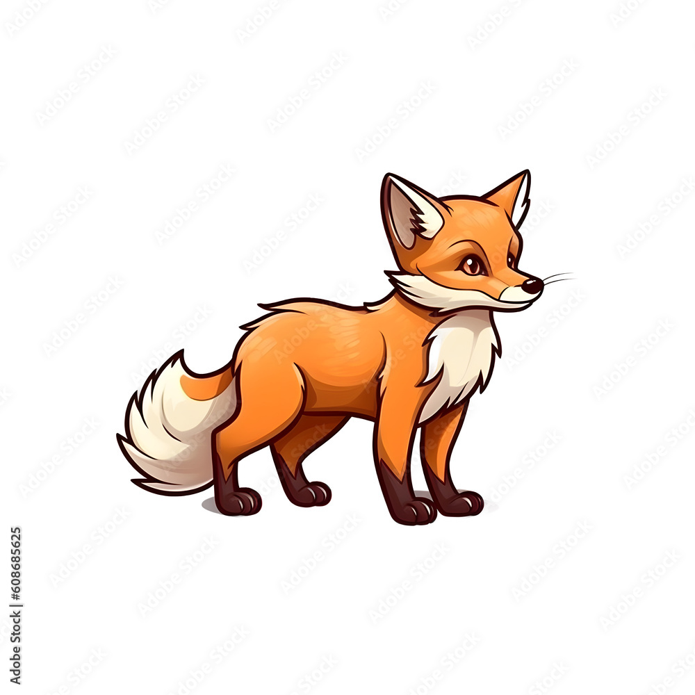 Playful Charmer: 2D Illustration of a Cute Fox Playful Charmer: 2D Illustration of a Cute Fox