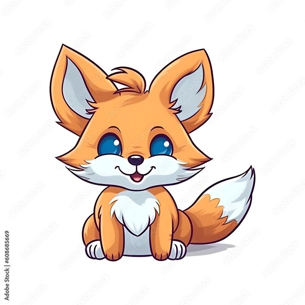 Fototapeta premium Playful Charmer: 2D Illustration of a Cute Fox