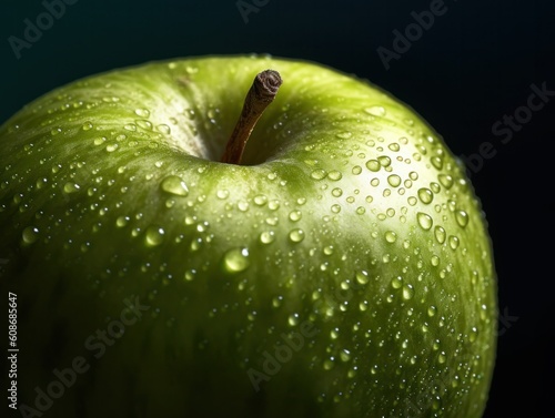 fresh green granny smith apple in professional food photography style, generative ai