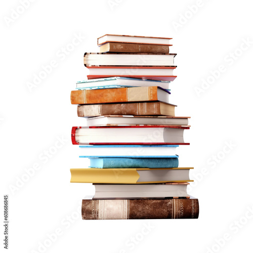  Stack Of Abstract Books. Front View. AI Generative