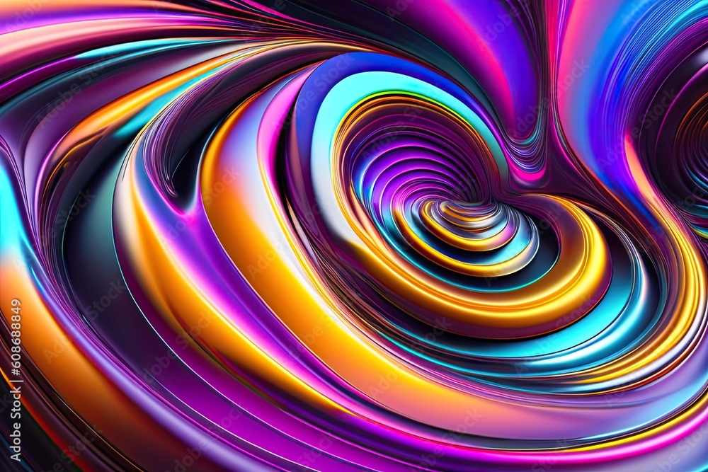 Purple Neon Liquid Metal Surface Background. Generative AI