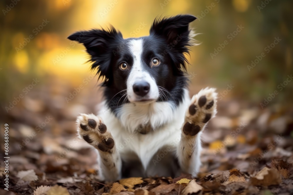 Cute Border Collie begging with paws - Generative AI
