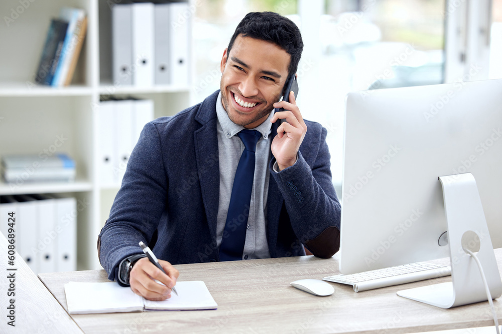 Phone call, writing and business man in office planning, notebook brainstorming or talking. reminder and virtual advice. Corporate employee or asian person for notes, mobile conversation and thinking Phone call, writing and business man in office planning, notebook brainstorming or talking. reminder and virtual advice. Corporate employee or asian person for notes, mobile conversation and thinking