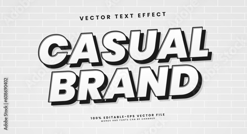Minimalist white casual brand, editable vector text style effect.