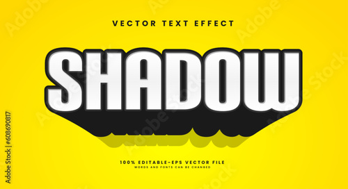 Minimalist monochrome shadow, editable text style effect vector.