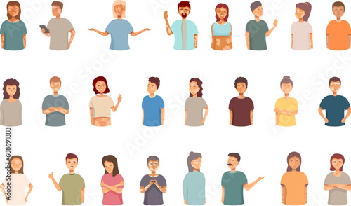 Vitiligo icons set cartoon vector. Fashion people. World girl