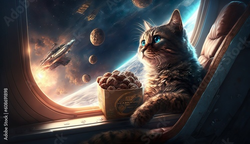 Galaktische Abenteuer: Eine KI-generierte Katze erobert den Weltraum