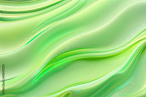 Liquid Pastel Green Wavy Plastic Texture Wrinkle Background Generative AI