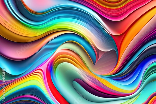 Liquid Rainbow Mix Wavy Plastic Texture Abstract Generative AI Background