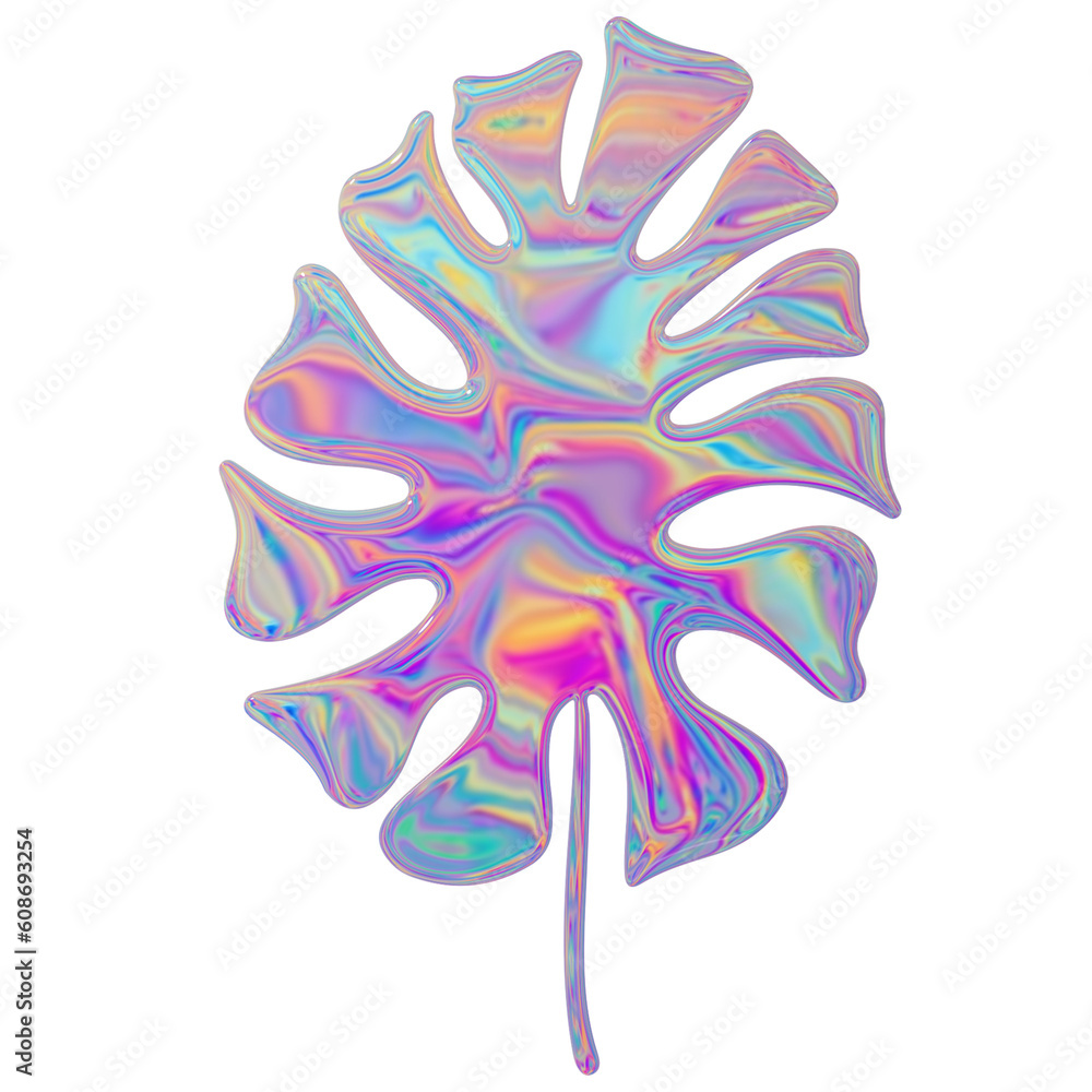 Obraz premium Holographic Chrome Palm Leaves Tropical